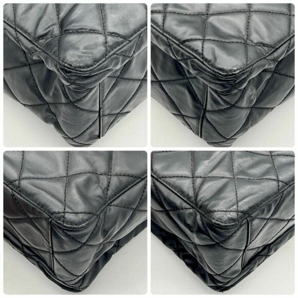 Authentic CHANEL CC Vintage Matelasse Turnlock Shoulder Bag Leather Black Chain - Picture 9 of 10